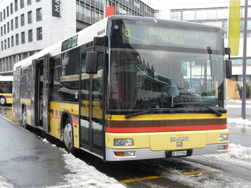 STI - MAN Bus Nr.94  BE 572094 unterwegs auf der Linie 3 in Thun am 12.12.2008