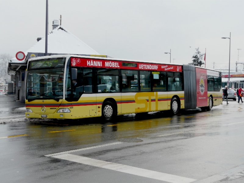 STI - Mercedes Citrao Bus Nr.109 BE 700109 unterwegs auf der Linie 1 in Thun am 12.12.2008