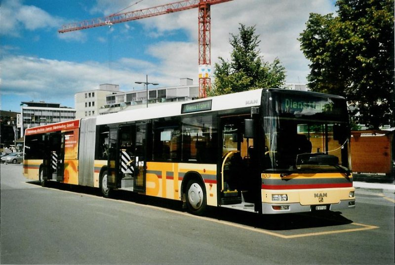 STI Thun Nr. 103/BE 577'103 MAN am 8. August 2008 Thun, Bahnhof (prov. Haltestelle)