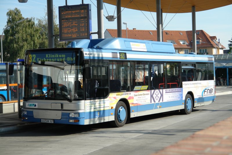 SW Rüsselsheim  GG SW 167 zum Klinikum Eichengrund Bhf am HBF Rüsselsheim. 
Werbung: Gase Center