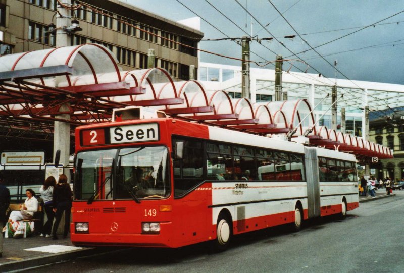 SW Winterthur Nr. 149 Mercedes O 405GTZ Gelenktrolleybus am 6. Juni 2009 Winterthur, Bahnhof