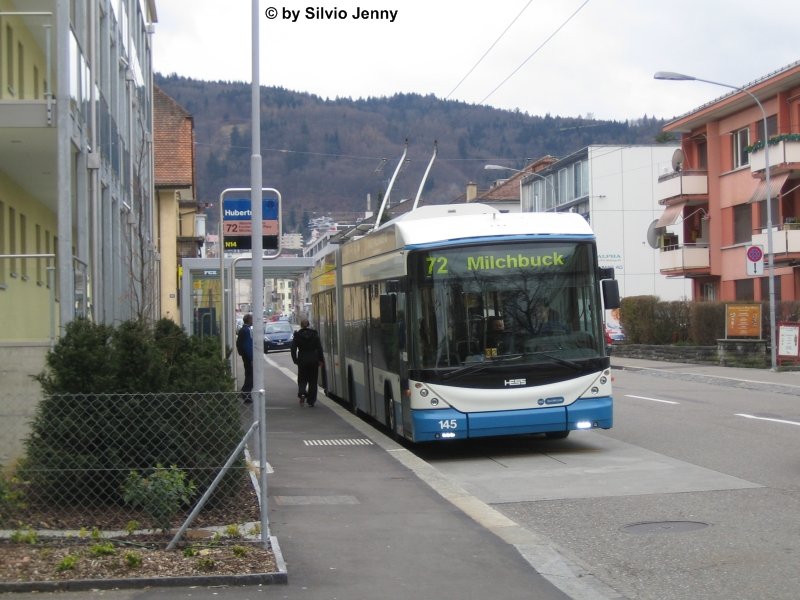 Swisstrolley 3 Nr. 145 am 28.3.09 beim Hurbertus.