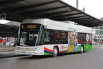 Hess Elektrobus 52 war auf der Linie 5 und verlässt am 25.01.2023 als Dienstfahrt den Bahnhof Beden.