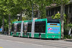 Hess Doppelgelenk Elektrobus 9101, auf der Linie 50, fährt am 03.05.2025 zur Haltestelle Brausebad. Aufnahme Basel.
