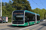 Mercedes eCitaro 7138, auf der Linie 36, fährt am 18.09.2025 bei der Haltestelle ZOO Dorenbach ein. Aufnahme Basel.