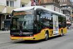 MB eCitaro '12124'  BE 610 535  der Postauto Regie Interlaken am 11.4.26 Bahnhofstrasse Interlaken West.