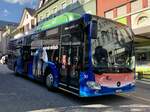 MB C2 NGT Nr. 30 der BGU mit Baloise Bank SoBa Vollwerbung am 10.8.21 beim Postplatz Grenchen.