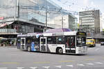 Volvo Bus  Moonliner  124, auf der Linie 21, verlässt die Haltestelle beim Bahnhof Bern.