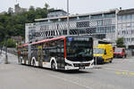 MAN Lions City Hybridbus 311, auf der Linie 7, fährt am 08.09.2025 zur Haltestelle beim Bahnhof Baden.