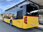 Heckansicht des MB C2 hybrid Nr. 127 '11467' des PU Indermühle Bus, Reckingen am 18.1.21 beim Bahnhof Turgi.