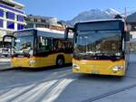 MB C2 LE Ü '11684' mit dem C2 hybrid '11685' der PostAuto Regie Interlaken am 7.11.21 beim Bahnhof Interlaken West.