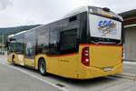 Heckansicht des MB C2 hybrid '11715' der PostAuto Regie Balsthal am 22.5.22 beim Bahnhof Balsthal.