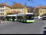 TransN - Hess Trolleybus Nr.131 unterwegs in der Stadt Neuchâtel am 24.04.2021