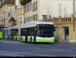 TransN - Hess Trolleybus Nr.132 unterwegs auf der Linie 107 in der Stadt Neuchâtel am 28.01.2024