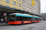 Hess Trolleybus 51, auf der Linie 1, bedient am 24.02.2025 die Haltestelle beim Bahnhof Biel.
