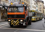 transN - Transports publics neuchâtelois
NAW Trolleybus Nummer 114 EN PANNE.
Diese Zufallsserie entstand am 14. November 2017 in der Stadt Neuchâtel.
Foto: Walter Ruetsch
