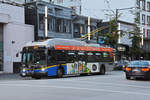 New Flyer Trolleybus E40LFR 2198, auf der Linie 4, unterwegs in Vancouver. Die Aufnahme stammt vom 04.08.2019.
