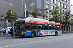 New Flyer Trolleybus E40LFR 2145, auf der Linie 14, unterwegs in Vancouver. Die Aufnahme stammt vom 04.08.2019.
