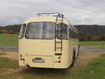 Heckansicht eines Saurer Bus aus dem Jahr 1960 der Old Timer Tours aus Radebeul.