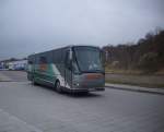 Bova Futura von Hlser aus Deutschland im Stadthafen Sassnitz vor einem groen Regenschauer.