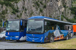 Zwei TPC-Busse warten in Aigle En Châlex auf ihren nächsten Einsatz. 19. Juni 2016.