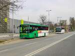 Graz. Die Firma Grünerbus aus dem Süden von Graz ist noch im Besitz eines Mercedes-Benz Integro H. Der Bus stand am 23.03.2023 am Busparkplatz Fröhlichgasse.