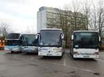 Neoplan Cityliner von SH Bus & Reisen GmbH Schwerin und Setra 315 UL der Verkehrsgesellschaft Ludwigslust-Parchim mbH und Mercedes Tourismo von Bergkvarabuss und Setra 315 UL von Becker-Strelitz Reisen aus Deutschland und Schweden in Neubrandenburg am 07.12.2019
