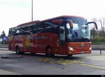 Reisebus - Mercedes Tourismo FL-890-RD bei der zufahrt zu den Bus Haltestellen vor dem Flughafen in Genf am 24.03.2024