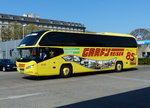 Neoplan Cityliner N 1216 HD #474, der Anton Graf Reisen GmbH & Spedition, ''Graf's Reisen'' /Flixbus,  ''85 Jahre'', hier bei der Ankunft am Berlin-ZOB im Mai 2016.