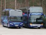 Neoplan Cityliner von GFB-Reisen aus Deutschland und Setra 431 DT von Becker-Strelitz Reisen aus Deutschland in Neustrelitz am 07.03.2021