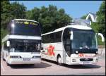 Neoplan Skyliner von HS travel service aus Deutschland und MAN Lion's Coach Supreme von HDC-Reisen aus Deutschland im Stadthafen Sassnitz am 08.06.2013