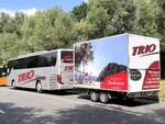 Setra 415 GT-HD von Trio mit Anh�nger aus Deutschland in Plau am See am 01.08.2024