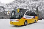 Setra Bus von Grindelwald Bus auf dem Parkplatz vor dem Hotel Wetterhorn oberhalb von Grindelwald.