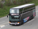 Setra 431 DT Horner Reisen / Romandie Voyages, transporteur officiel du Fribourg Gottéron HC, près de Berne avril 2016