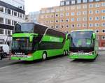 Flixbus Setra 4000er Serie Doppeldecker und 5000er am 14.01.17 in Frankfurt am Main Hbf Südseite Fernbusbahnhof