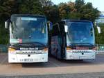 Setra 417 HDH von Nittorps Buss aus Schweden und Setra 415 HDH von Runkel aus Deutschland im Stadthafen Sassnitz am 26.09.2015