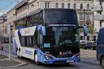 GS 839 CF, Setra S 500, von den Verkehrsbetrieben Burgenland, in den Stra�en von Wien unterwegs.