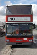 Ein alter DD-Bus 3586 der Berliner Verkehrsbetriebe (BVG) als Stadtrundfahrtbus in Gibraltar. Gesehen am 10.05.2010