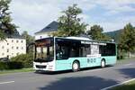 Bus Schwarzenberg / Bus Erzgebirge: MAN Lion's City M (ERZ-RV 231) der RVE (Regionalverkehr Erzgebirge GmbH), aufgenommen im August 2023 im Stadtgebiet von Schwarzenberg / Erzgebirge.