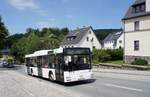 Bus Schwarzenberg / Bus Grünhain-Beierfeld / Bus Erzgebirge: MAN NL der RVE (Regionalverkehr Erzgebirge GmbH), aufgenommen im Juli 2017 im Stadtgebiet von Grünhain-Beierfeld.