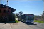 Havelbus 460 vom Typ MAN Lion’s City G am 21.04.2015 am alten Bahnhofsgebäude von Priort auf der Linie 662 nach Falkenrhede.