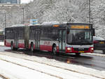 WX 5873, MAN Lion's City des CFL, aufgenommen auf den Verschneiten Straßen der Stadt Luxemburg.