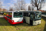 Graz. Das Schicksal der Postbusse mit den Betriebsnummern 13801 (MAN Lion's City, ex. Wien) und 13704 (Mercedes-Benz Integro Ü L) ist nun besiegelt: Am 03.03.2023 standen beide Fahrzeuge abgestellt in der Postbusgarage Graz-Hohenstaufengasse und warten entweder auf die Schrottpresse, oder einen neuen Besitzer.