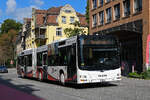 MAN Lions City 173, auf der Linie 4, fährt am 29.09.2025 zur Haltestelle beim Bahnhof Baden.