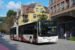 MAN Lions City 192, auf der Linie 7, fährt am 29.09.2025 zur Haltestelle beim Bahnhof Baden.