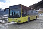 MAN Lion's City von Deutschmann (Bus 7, IL-310MW), abgestellt am Parkplatz der Schlick 2000 Seilbahnen in Fulpmes. Aufgenommen 5.2.2026.