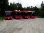 Vier Busse von DB Rgeiobus Ostbayern stehen am 11.08.12 in Freyung  