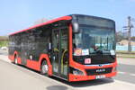 Lion´s City MAN von DB Regio Bus Ost GmbH Niederlassung Leipzig stand am 20.02.2026 in Höhe Rostock Hauptbahnhof/Süd
