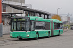 MAN Bus 752 steht als Tramersatz auf der Linie 14 im Einsatz. Hier fährt der Bus zur Haltestelle beim Bahnhof Pratteln. Die Aufnahme stammt vom 28.10.2016.