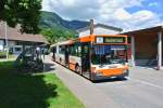 BSU MB 405GN Nr. 56 auf der Linie 1 bei der Endaltestelle Oberdorf Endhalt. Dieser Reserve Wagen kam heute wieder einmal zum Einsatz, 22.06.2013.

